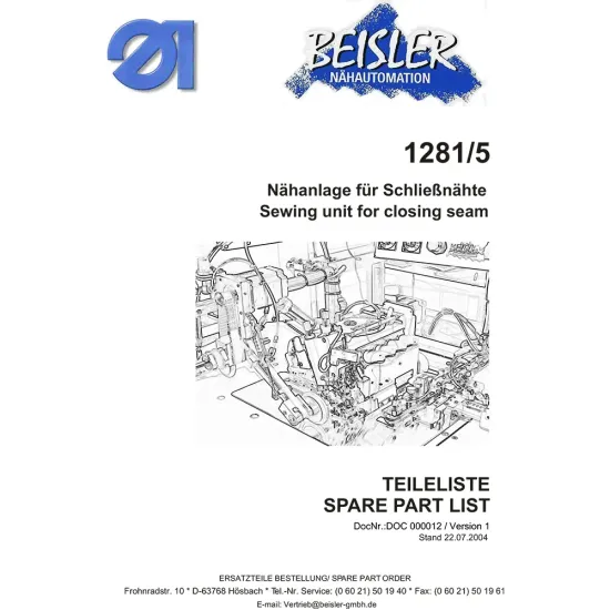 Manual tehnic pentru masina de cusut industriala Durkopp Adler 1281-5