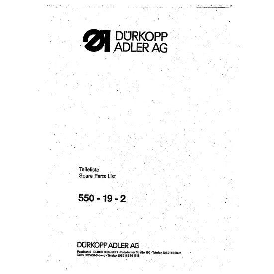 Manual tehnic pentru masina de cusut industriala Durkopp Adler 550-19-2