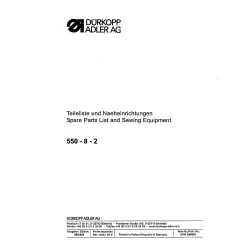 Manual tehnic pentru masina de cusut industriala Durkopp Adler 550-8-2