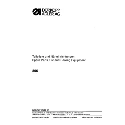 Manual tehnic pentru masina de cusut industriala Durkopp Adler 806
