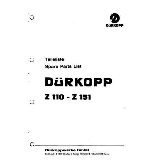 Manual tehnic pentru masina de cusut industriala Durkopp Adler Z110