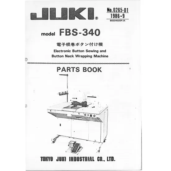 Manual tehnic pentru masina industriala de cusut nasturi Juki FBS-340