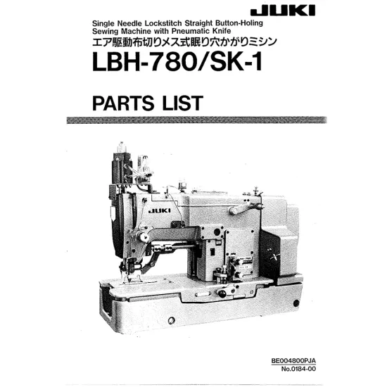 Manual tehnic pentru masina industriala de cusut butoniere Juki LBH-780/SK-1