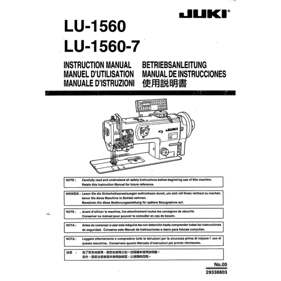 Manual instructiuni utilizare pentru masina de cusut industriala Juki LU-1560