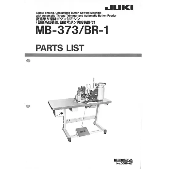 Manual tehnic pentru masina industriala de cusut nasturi Juki MB-373/BR-1