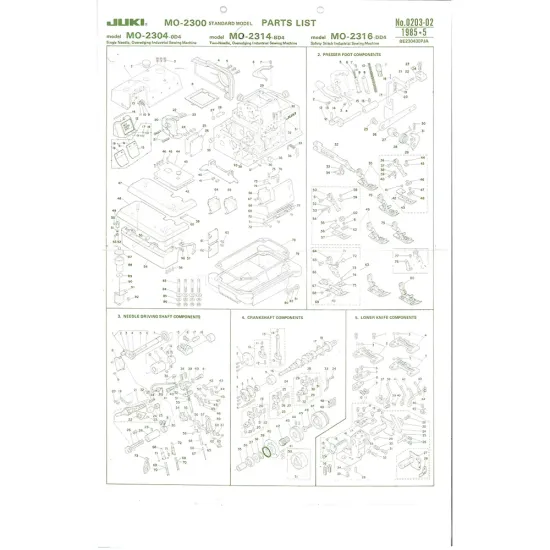 Manual tehnic pentru masina industriala de surfilat Juki MO-2316-DD4