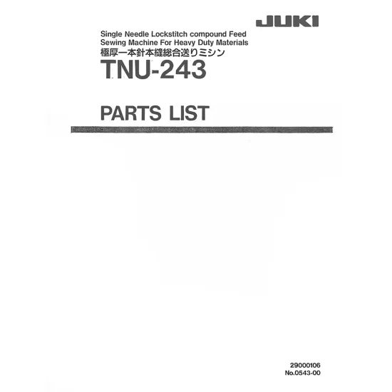 Manual tehnic pentru masina de cusut industriala Juki TNU-243