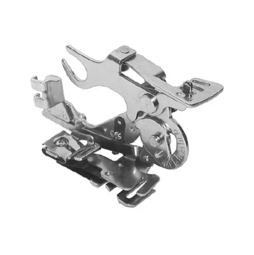 Piciorus dispozitiv de ondulat pliuri si atasare volane, cu tija oblica, pentru masini de cusut de uz casnic