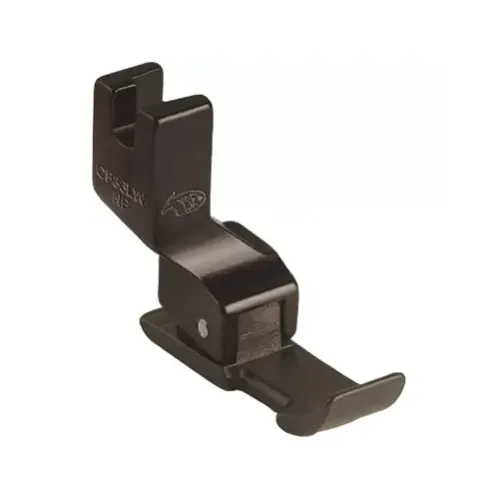 Piciorus din teflon stanga pentru fermoar, cu transport concomitent prin tija de ac, pentru masini industriale liniare cu 1 ac, 10mm