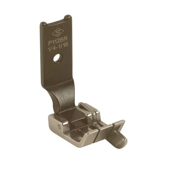 Piciorus cu ghidaj compensator dreapta pentru masini industriale de cusut cu 2 ace, pentru jeansi, margine 2mm, intre ace 1/8 - 1/4 (3,2 - 6,4mm)