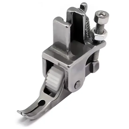 Piciorus presor reglabil cu rola dintata de teflon pentru fermoar, pentru masini industriale de cusut simple cu 1 ac