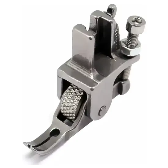 Piciorus presor reglabil cu rola zimtata de metal pentru fermoar, pentru masini industriale de cusut simple cu 1 ac