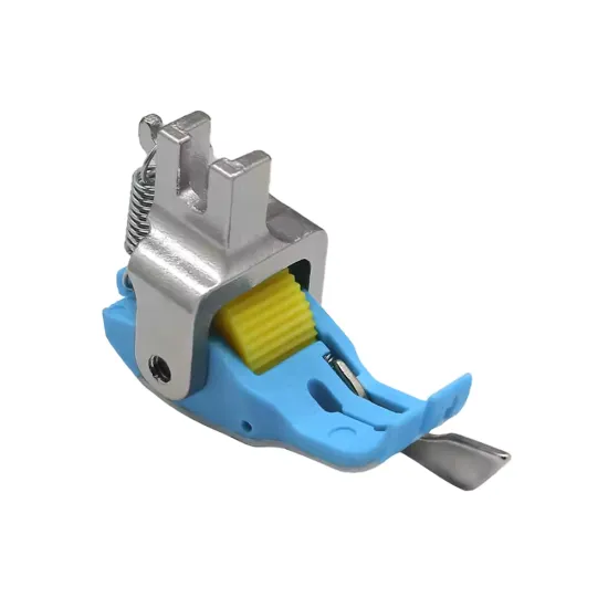 Piciorus compensator teflonat cu ghidaj pe partea dreapta si rola de plastic pentru masini industriale de cusut simple cu 1 ac - diverse marimi