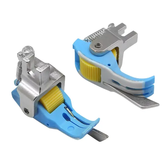 Piciorus compensator teflonat cu ghidaj pe partea dreapta si rola de plastic pentru masini industriale de cusut simple cu 1 ac - diverse marimi