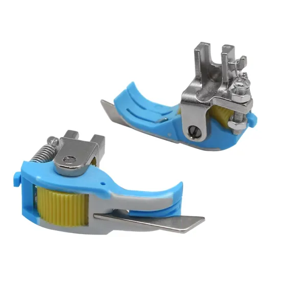 Piciorus compensator teflonat cu ghidaj pe partea dreapta si rola de plastic pentru masini industriale de cusut simple cu 1 ac - diverse marimi