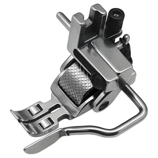 Piciorus multifunctional reglabil, cu ghidaj stanga sau dreapta si rotita de metal zimtata pentru aplicat fermoar sau snur, pentru masini industriale de cusut simple cu 1 ac