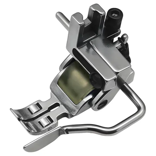 Piciorus multifunctional reglabil, cu ghidaj stanga sau dreapta si rotita de silicon pentru aplicat fermoar sau snur, pentru masini industriale de cusut simple cu 1 ac