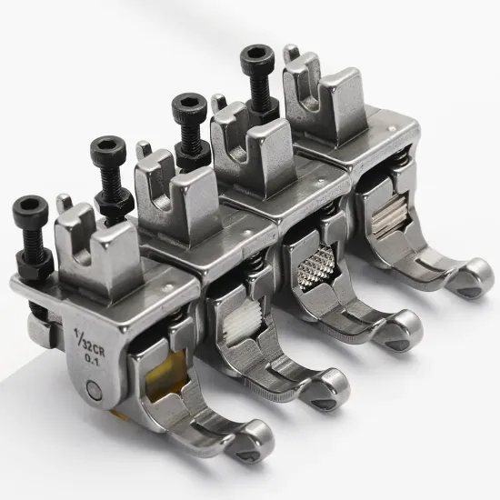 Piciorus compensator dreapta ingust cu rola dintata de metal, pentru masini industriale de cusut simple cu 1 ac, 1/32" (1mm)