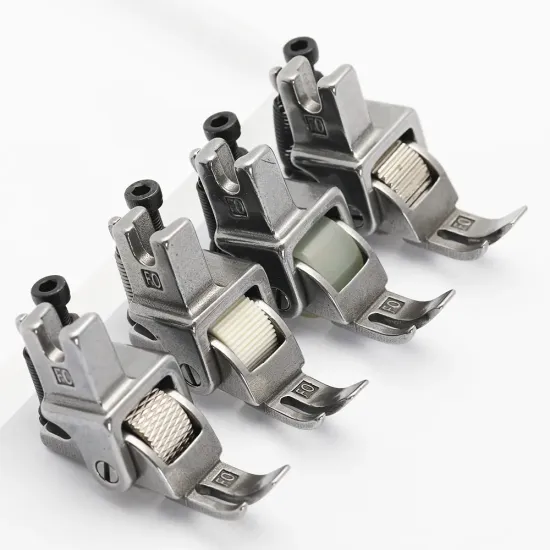 Piciorus reglabil cu rola dintata de metal pentru fermoar stanga, pentru masini industriale de cusut simple cu 1 ac