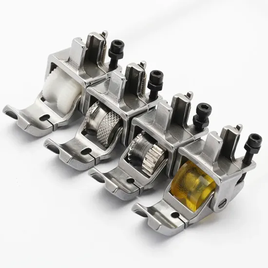 Piciorus reglabil cu rola de silicon si canal pe partea stanga pentru piping, pentru masini industriale de cusut simple cu 1 ac, latime canal 6mm