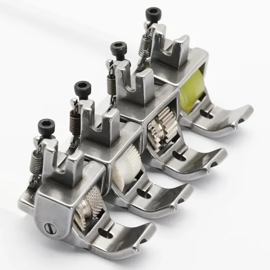 Piciorus reglabil cu rola de silicon si canal pe partea stanga pentru piping, pentru masini industriale de cusut simple cu 1 ac, latime canal 5mm