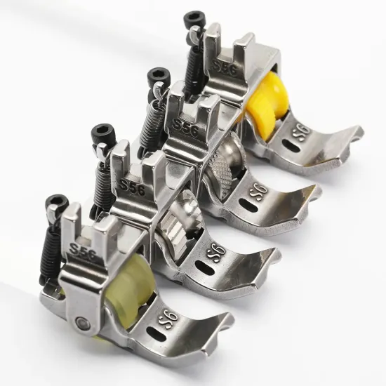 Piciorus reglabil cu rola dintata de teflon si canal pe partea dreapta pentru piping, pentru masini industriale de cusut simple cu 1 ac, latime canal 6mm
