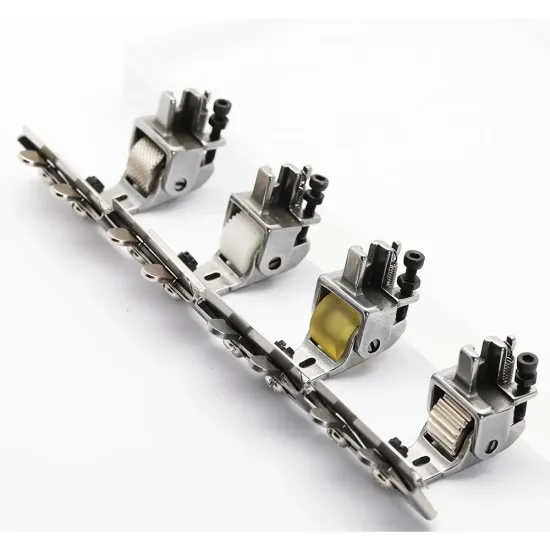 Piciorus presor cu rola dintata de metal si tub pentru atasat siret, elastic sau banda cu latimea de pana la 4cm, pentru masini industriale de cusut simple cu 1 ac