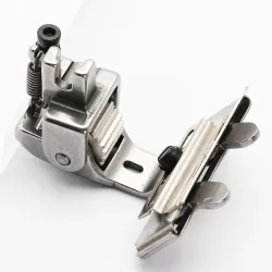 Piciorus presor cu rola dintata de metal si tub pentru atasat siret, elastic sau banda cu latimea de pana la 4cm, pentru masini industriale de cusut simple cu 1 ac
