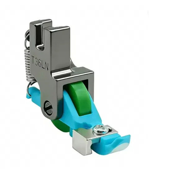 Piciorus presor reglabil teflonat cu rola de teflon pentru cusut fermoar ascuns, pentru masini industriale de cusut simple cu 1 ac