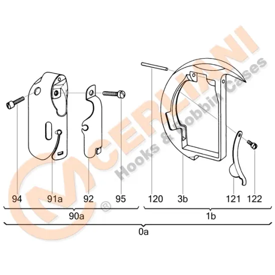 Graifer oscilant complet Cerliani pentru masini industriale de cusut Necchi, Singer