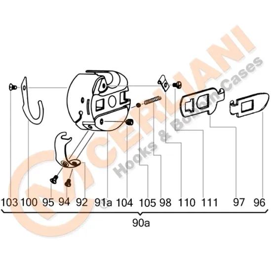 Suveica pentru masini de cusut industriale cu graifer rotativ orizontal, Cerliani