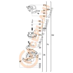 Graifer rotativ vertical cu taiere de fir, aparatoare de ac reglabila Cerliani