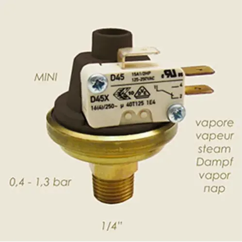 Presostat automat mic pentru vapori, 0.4 – 1.3 bari, 1/4″, Mini