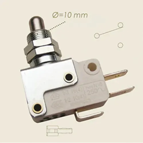 Microintrerupator cu buton pentru pedala, Ø filet 10mm
