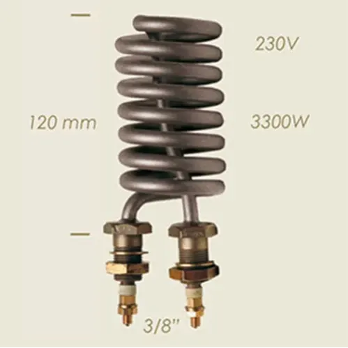 Element de incalzire (rezistenta) spiralat pentru echipamente de calcat, lungime 120mm, filet 3/8″, 230V, 3.300W