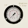 Manometru cu 3 gauri de prindere, 0-6 bari, Ø cadran 60mm, Ø filet 1/4″