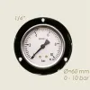 Manometru cu 3 gauri de prindere, 0-10 bari, Ø cadran 60mm, Ø filet 1/4″