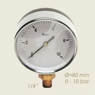 Manometru 0-10 bari, Ø cadran 80mm, Ø filet 1/4″