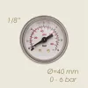 Manometru cu suport de fixare, 0-6 bari, Ø cadran 40mm, Ø filet 1/8″