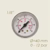 Manometru cu suport de fixare, 0-12 bari, Ø cadran 40mm, Ø filet 1/8″