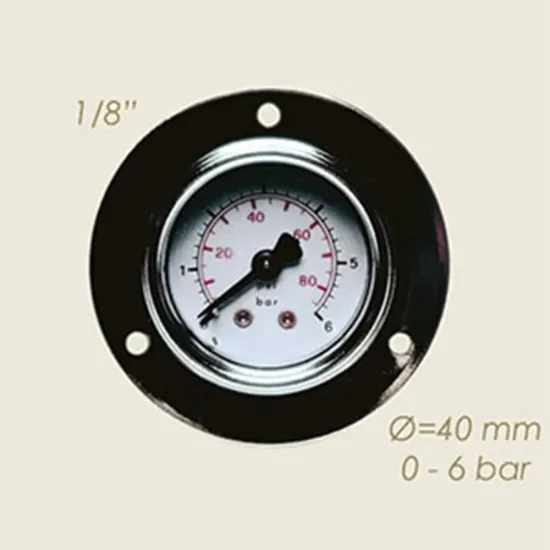 Manometru cu 3 gauri de prindere, 0-6 bari, Ø cadran 40mm, Ø filet 1/8″