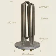 Element de incalzire (rezistenta) cu flansa pentru echipamente de calcat Camptel, 250mm, 5.000W