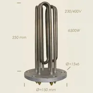 Element de incalzire (rezistenta) cu flansa pentru echipamente de calcat Camptel, 250mm, 6.500W