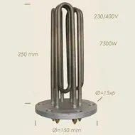 Element de incalzire (rezistenta) cu flansa pentru echipamente de calcat Camptel, 250mm, 7.500W