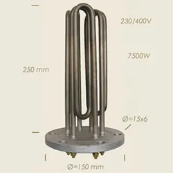 Element de incalzire (rezistenta) cu flansa pentru echipamente de calcat Camptel, 250mm, 7.500W