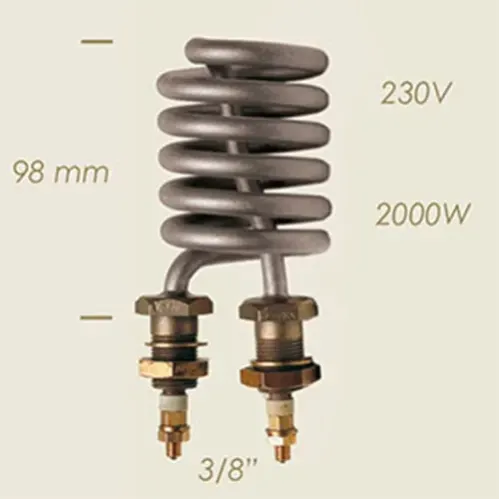 Element de incalzire (rezistenta) spiralat pentru echipamente de calcat, lungime 98mm, filet 3/8″, 230V, 2.000W