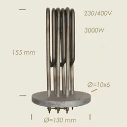 Element de incalzire (rezistenta) cu flansa pentru echipamente de calcat Ghidini, 155mm, 3.000W