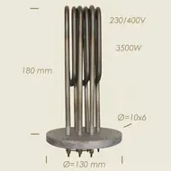 Element de incalzire (rezistenta) cu flansa pentru echipamente de calcat Ghidini, 180mm, 3.500W