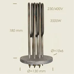 Element de incalzire (rezistenta) cu flansa pentru echipamente de calcat Ghidini, 180mm, 3.500W