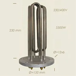 Element de incalzire (rezistenta) cu flansa pentru echipamente de calcat Ghidini, 250mm, 5.500W